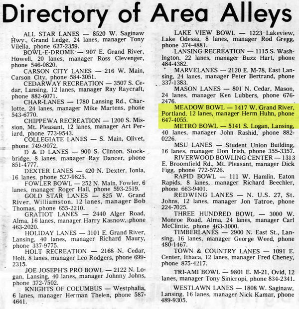 Wagon Wheel (Meadow Bowl Lanes) - 1974 Listing Of Area Lanes (newer photo)